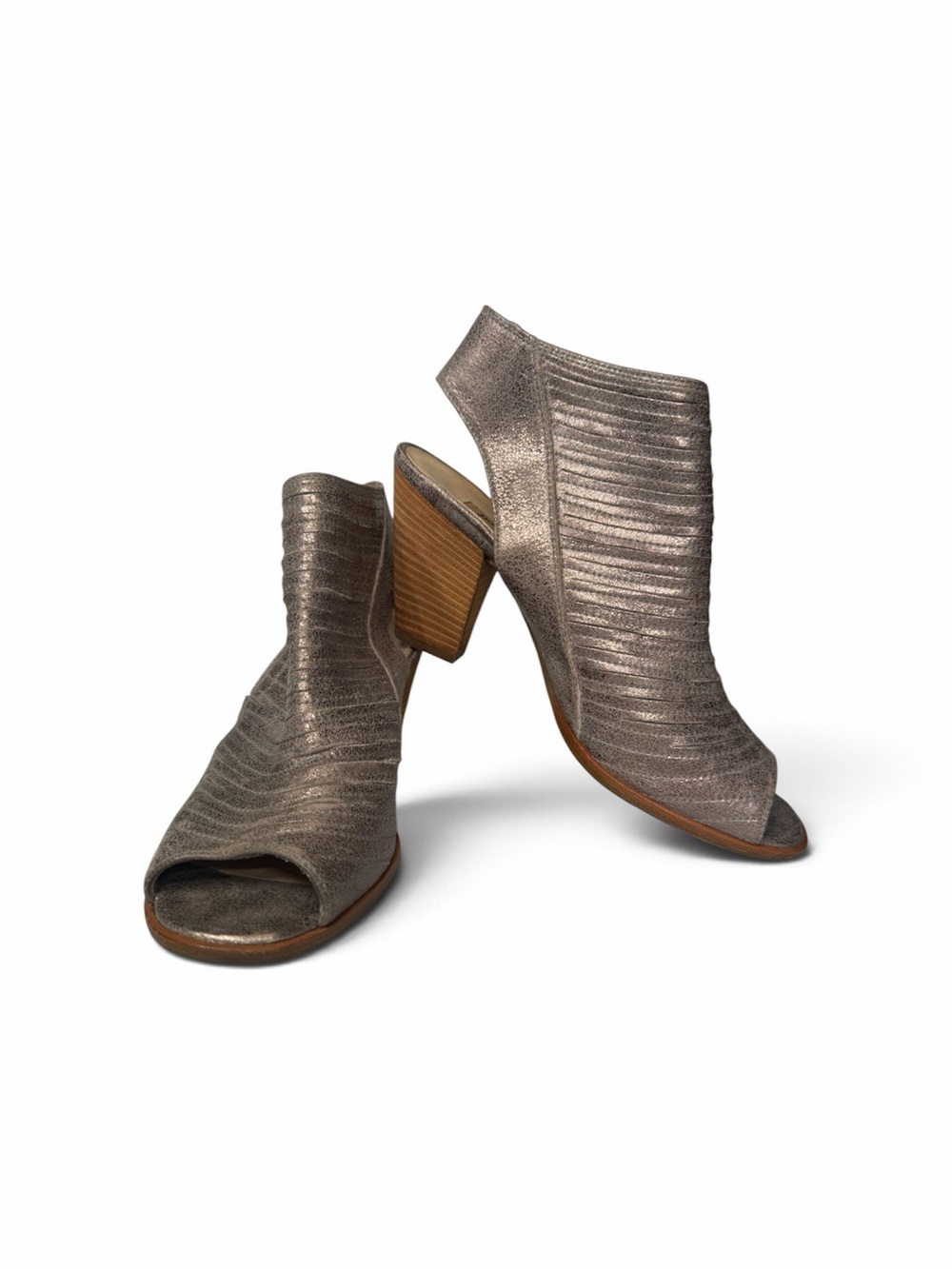 Paul Green Metallic Taupe Open-Toe Ankle Booties